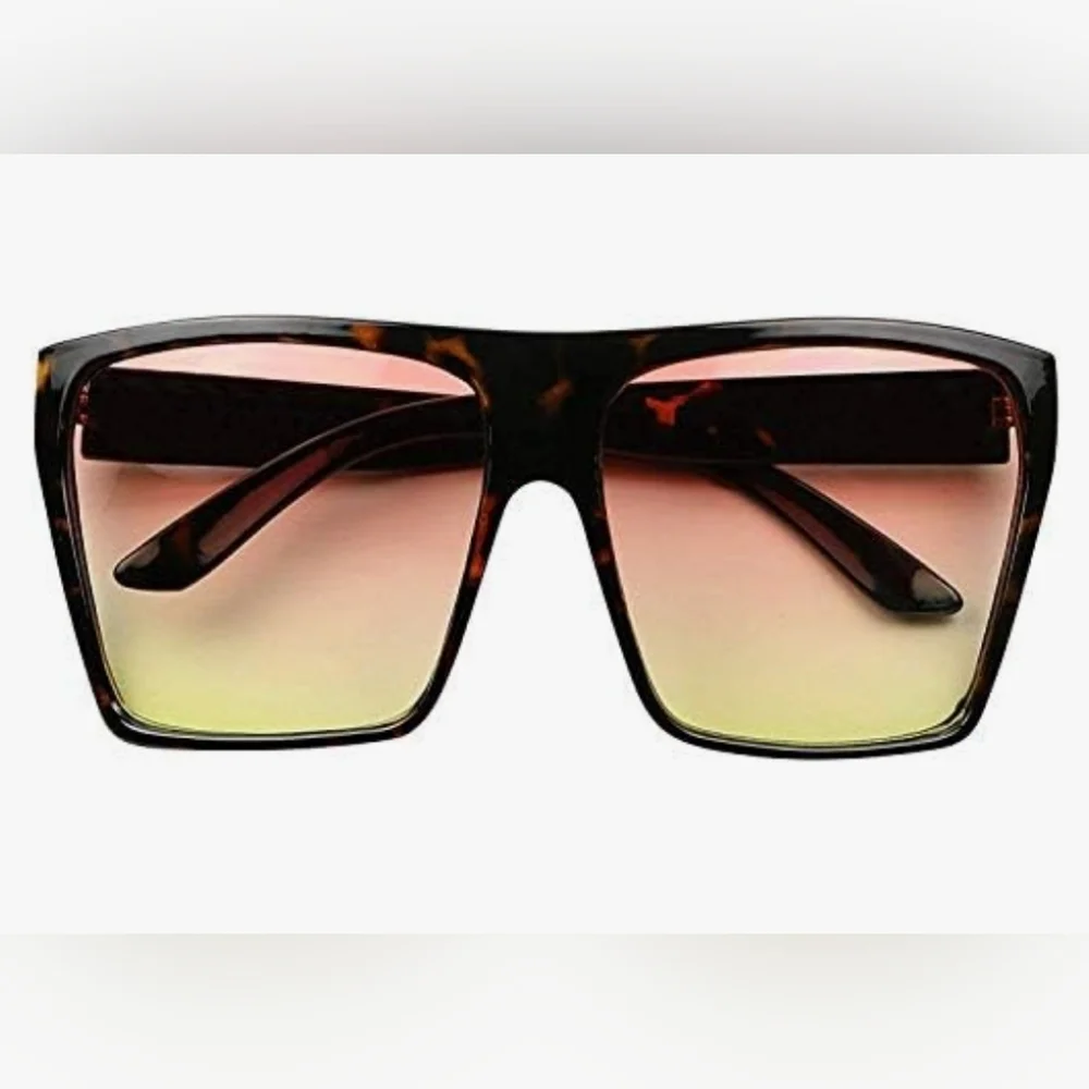New Oversized Flat Top Trendy Square Trapezoid Shape Fashion Unisex Sung…